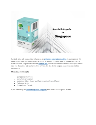 Sunitinib Capsule in Singapore