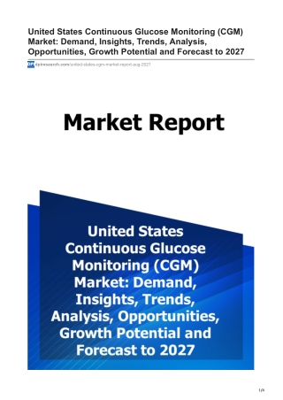 United States Continuous Glucose Monitoring (CGM) Market and Forecast 2027