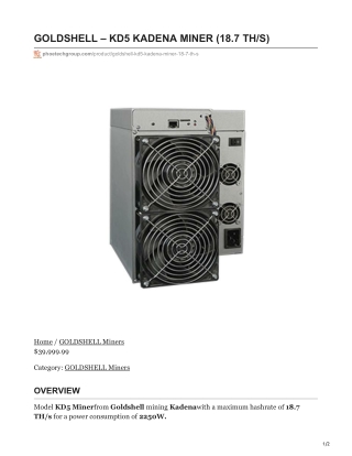 Buy GOLDSHELL – KD5 KADENA MINER