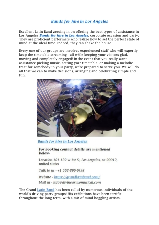 Bands for hire in Los Angeles