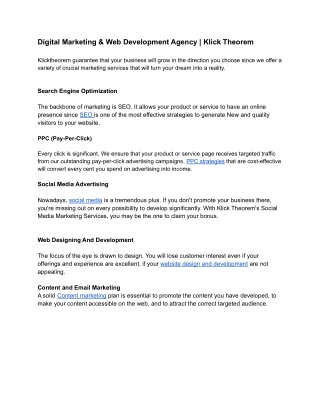 Digital Marketing & Web Development Agency | Klick Theorem