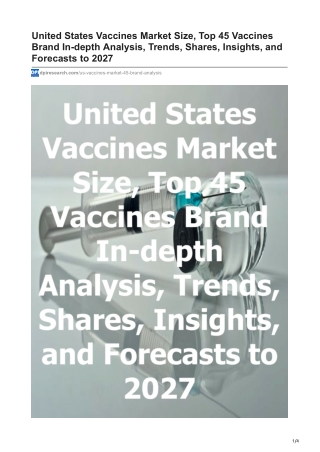 United States Vaccines Market Size and Forecast to 2027