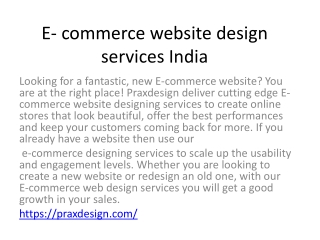 E- commerce website design services India