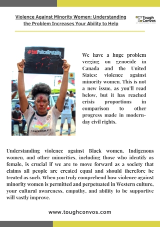 Violence Against Minority Women Understanding the Problem Increases Your Ability to Help