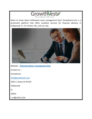 Financial Advisor Management Fees  Growthvest.com
