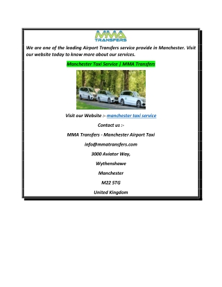 Manchester Taxi Service  MMA Transfers