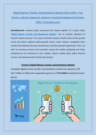 Digital Money Transfer and Remittance Market Outlook By 2029 StraitsResearch