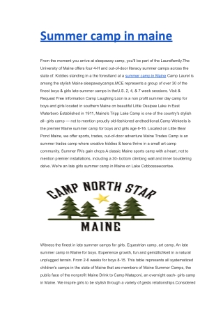 Summer camp in maine