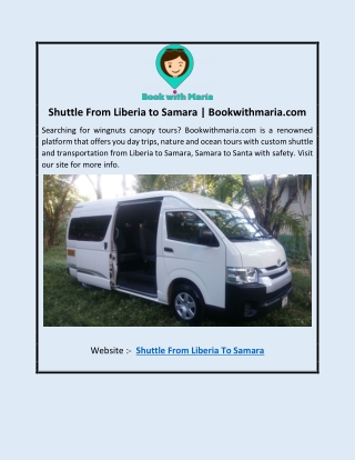 Shuttle From Liberia to Samara | Bookwithmaria.com