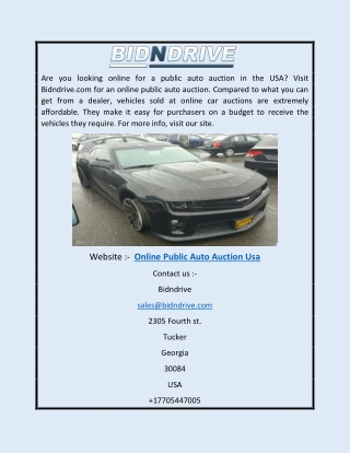 Online Public Auto Auction Usa | Bidndrive.com