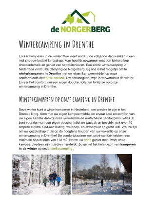 De Norgerberg - Wintercamping Drenthe