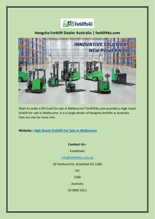 High Reach Forklift for Sale in Melbourne | forklift4u.com