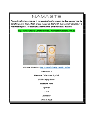 Buy Scented Charity Candles Online  Namastecollections.com.au