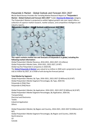 Polyamide 6 Market - Global Outlook and Forecast 2021-2027