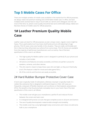 Top 5 Mobile Cases For Office