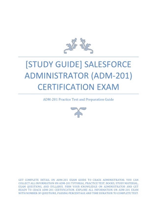 [Study Guide] Salesforce Administrator (ADM-201) Certification Exam