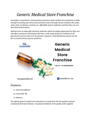 Generic Medical Store Franchise
