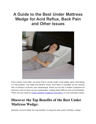 A Guide to the Best Under Mattress Wedge for Acid Reflux