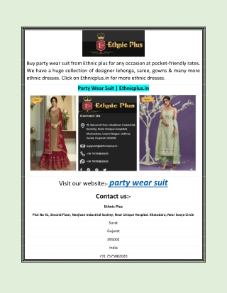 Party Wear Suit | Ethnicplus.in