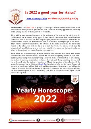 Is 2022 a good year for Aries