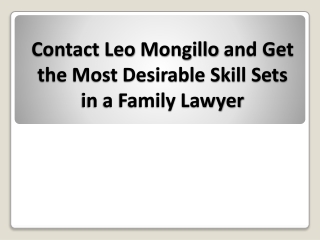 Contact Leo Mongillo and Get the Most Desirable Skill Sets in a Family Lawyer