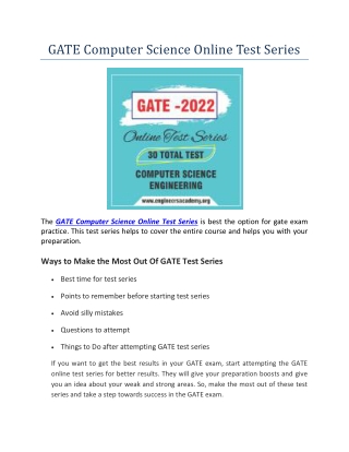 GATE Computer Science Online Test Series