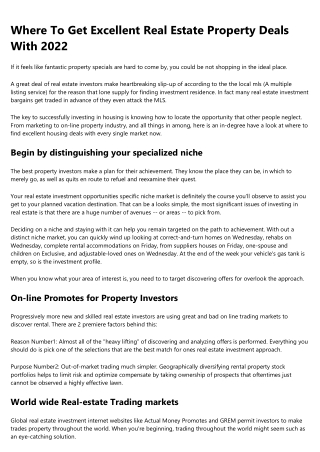 The Worst Advice You Could Ever Get About real estate investors website