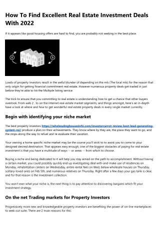 10 Things Everyone Hates About real estate investor website