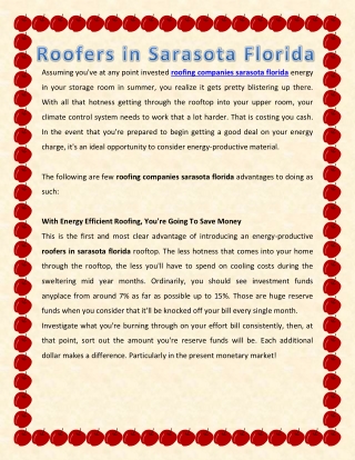 Roofers in Sarasota Florida