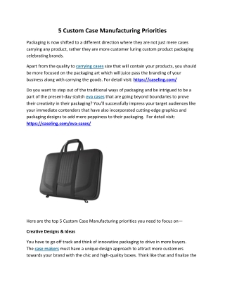 5 Custom Case Manufacturing Priorities