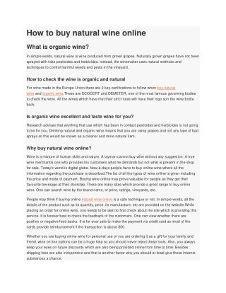 How to buy natural wine online