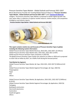 Pressure Sensitive Tapes Market - Global Outlook and Forecast 2021-2027