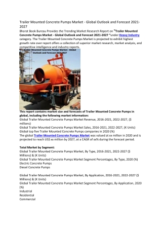 Trailer Mounted Concrete Pumps Market