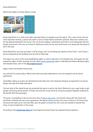Emaar Beachfront Brochure