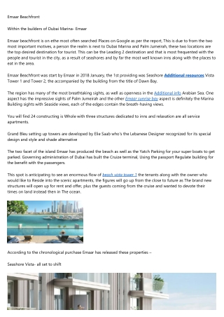 Emaar Beachfront Payment Plan