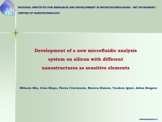 Development of a new microfluidic analysis system on silicon with different nanostructures as sensitive elements