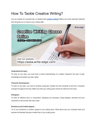 How To Tackle Creative Writing