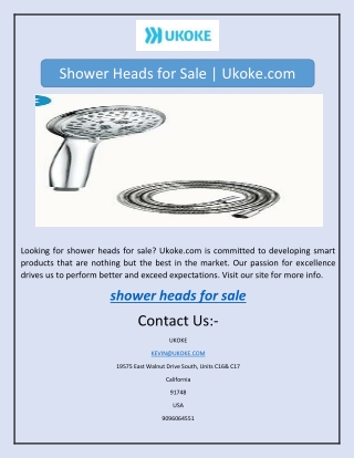 Shower Heads for Sale | Ukoke.com