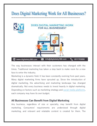 Does Digital Marketing Work for All Businesses