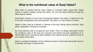What is the nutritional value of Sooji Halwa