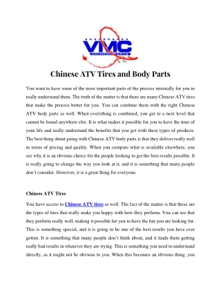 Chinese ATV Tires and Body Parts