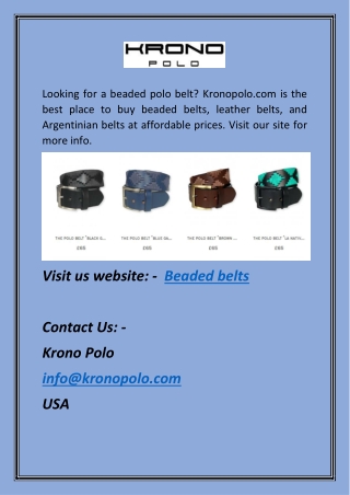 Beaded Belts | Kronopolo.com