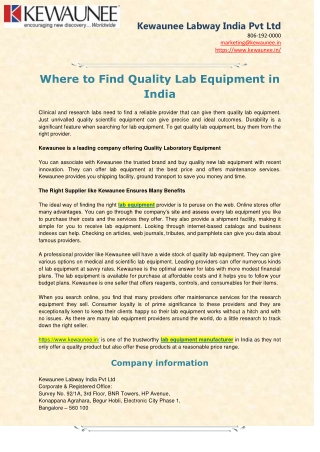 Lab Equipment in India