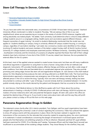 Regenerative Drugs In Colorado