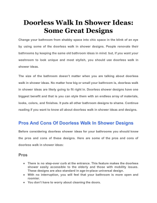 Doorless Walk In Shower Ideas: Some Great Designs