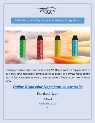 Online Disposable Vape Store in Australia | Puffspod.com