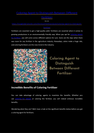 Colouring Agent To Distinguish Between Different Fertilizer