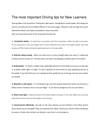 The most important Driving tips for New Learners_377