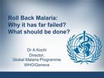 Roll Back Malaria: Why it has far failed What should be done