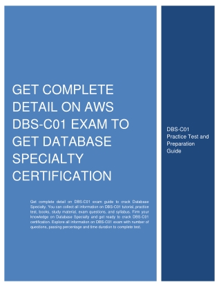 Get Complete Detail on AWS DBS-C01 Exam to Get Database Specialty Certification